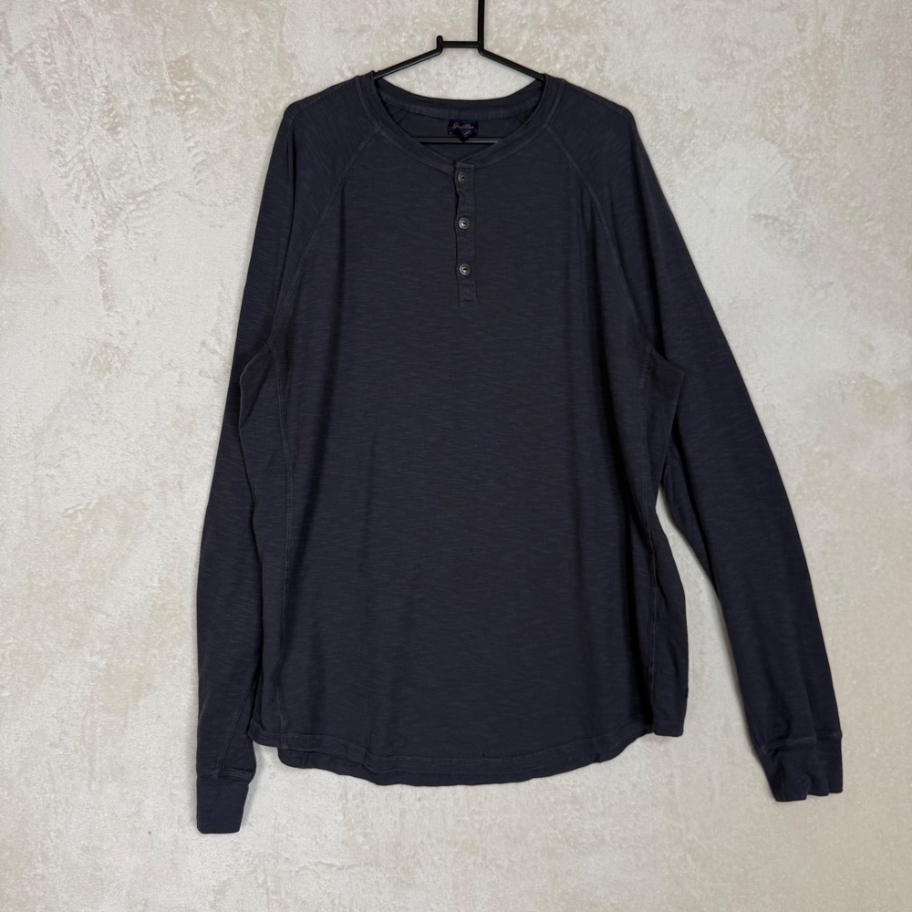 Good Man Brand Mens XXL Charcoal Gray Slub Knit Cotton Henley Long Sleeve Shirt - Picture 1 of 7